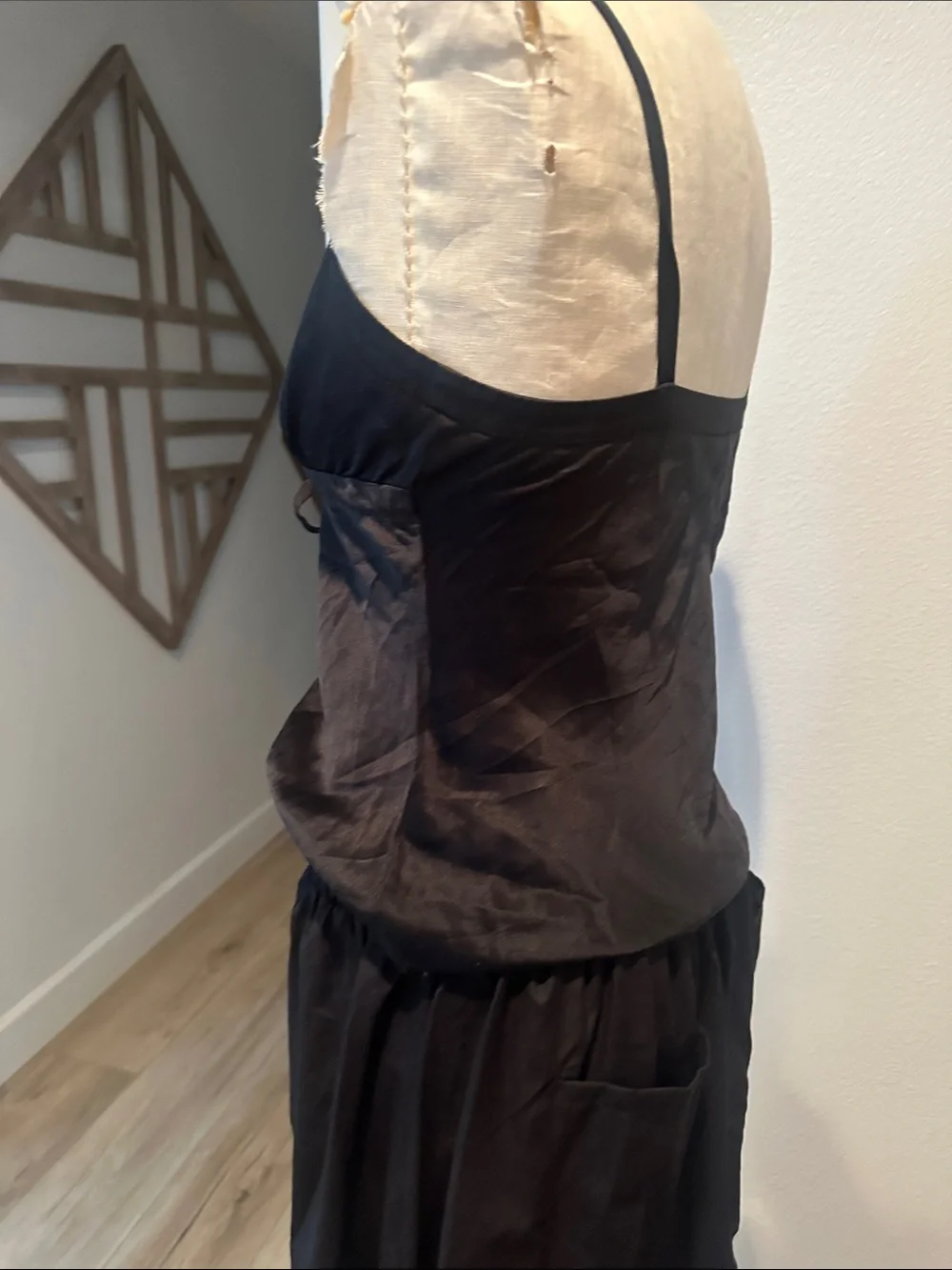 J. Crew Black Satin Cami Pajama Top with Front Tie